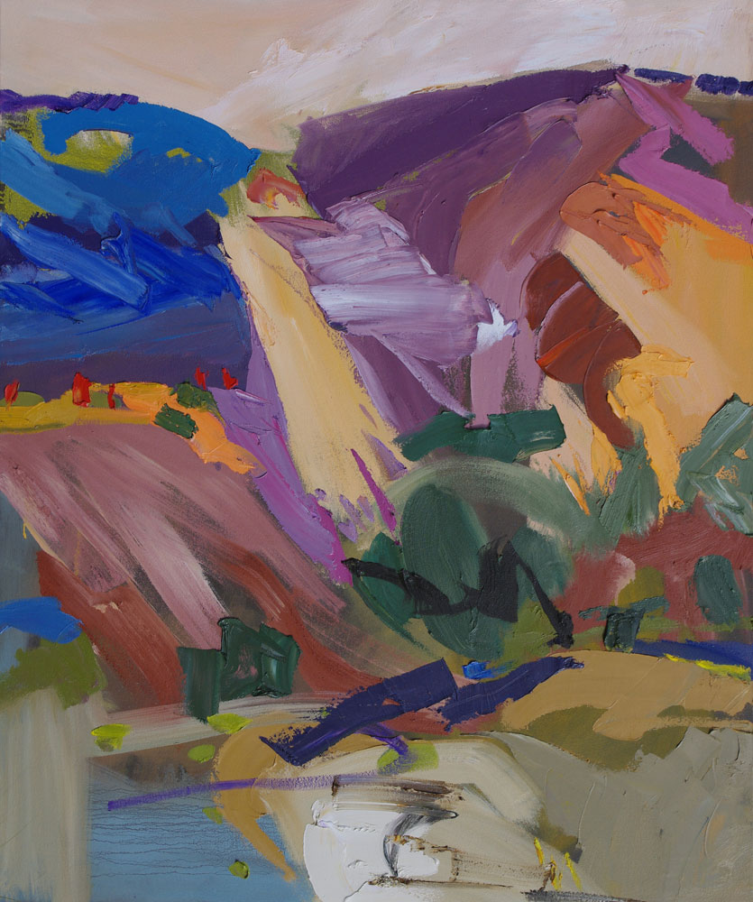 Abstract landscape oil painting of Flinders Ranges by Lise Temple, Australian artist