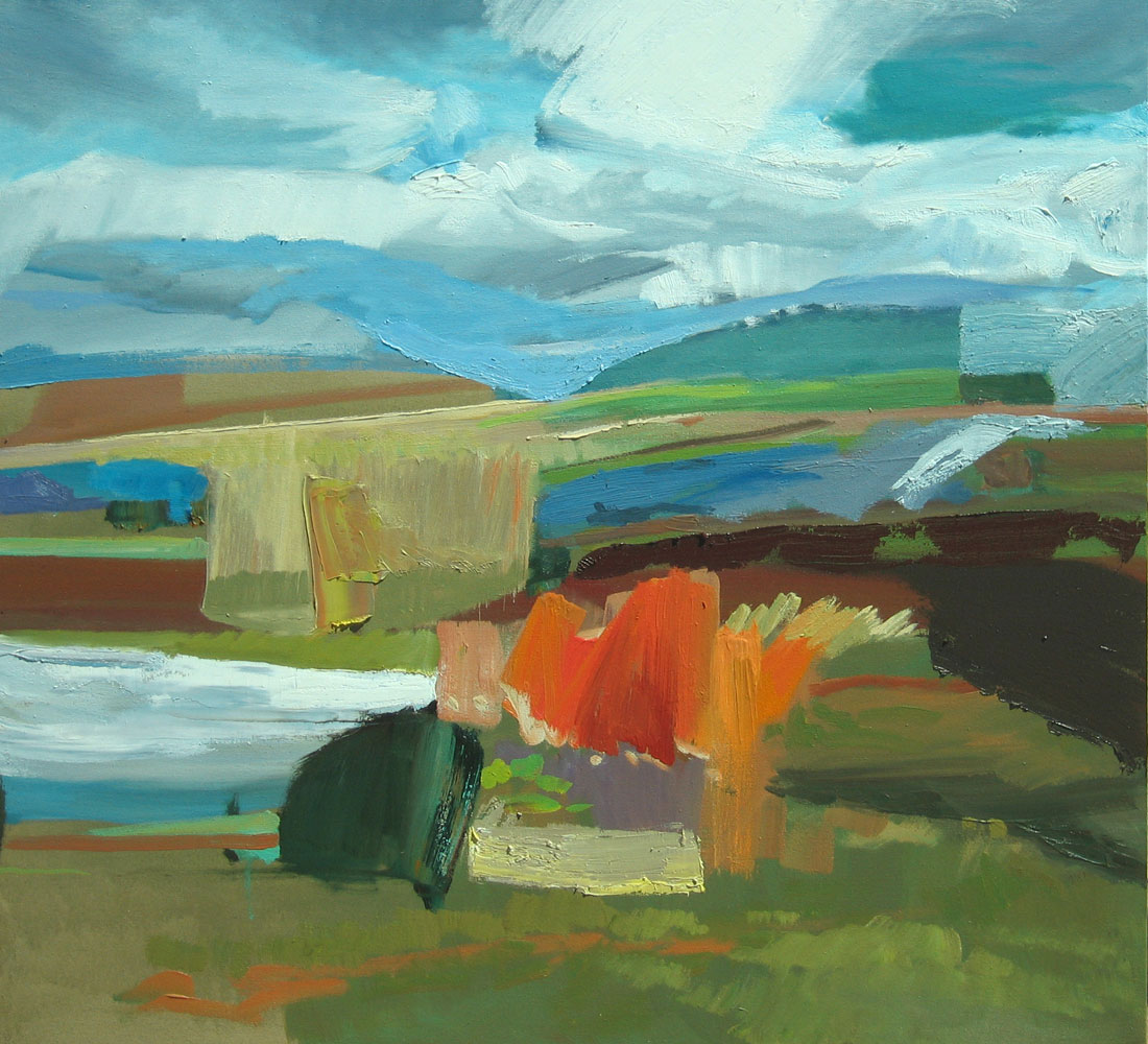 Abstract landscape oil painting by Lise Temple, Australian artist