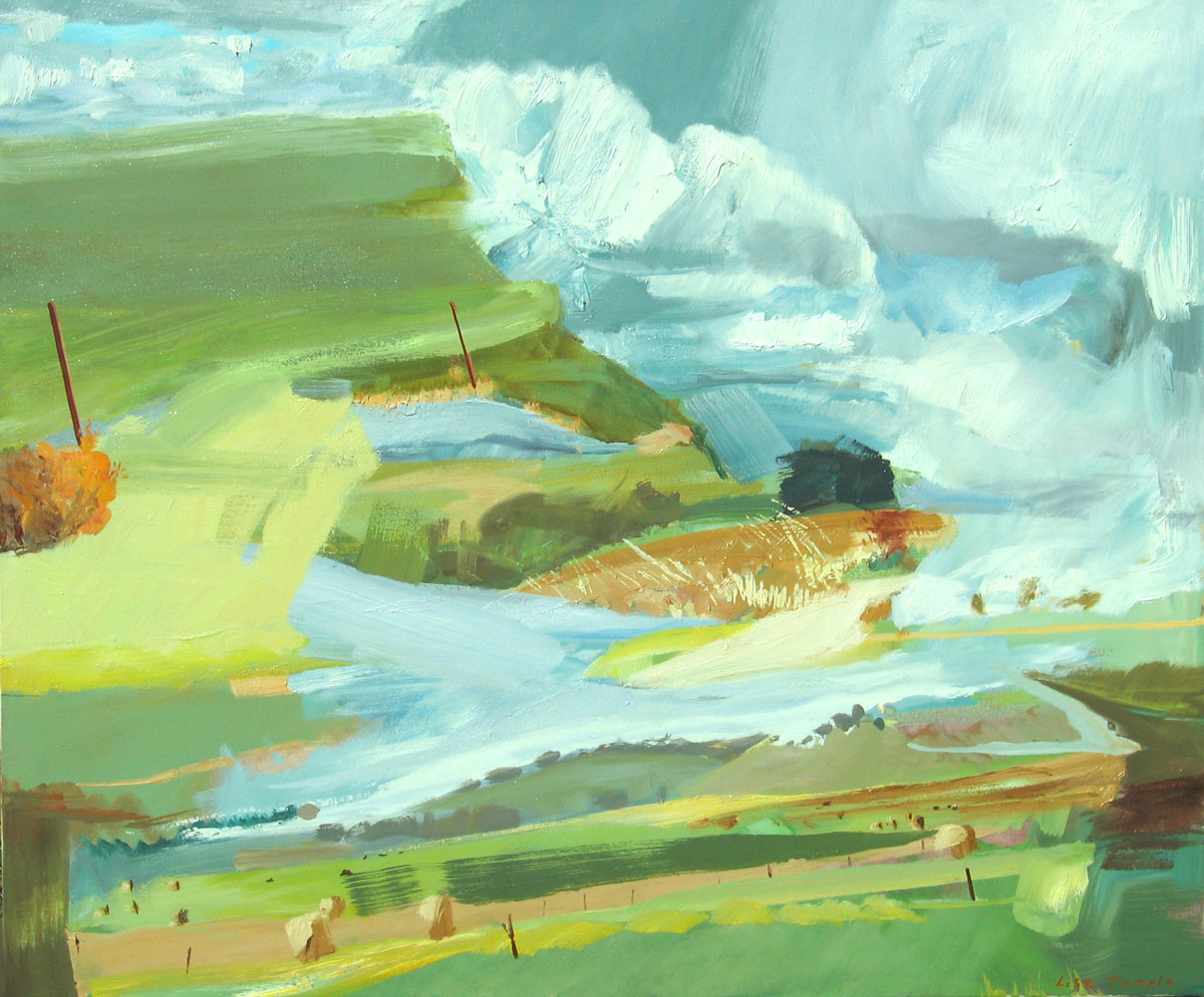 Abstract landscape oil painting by Lise Temple, Australian artist