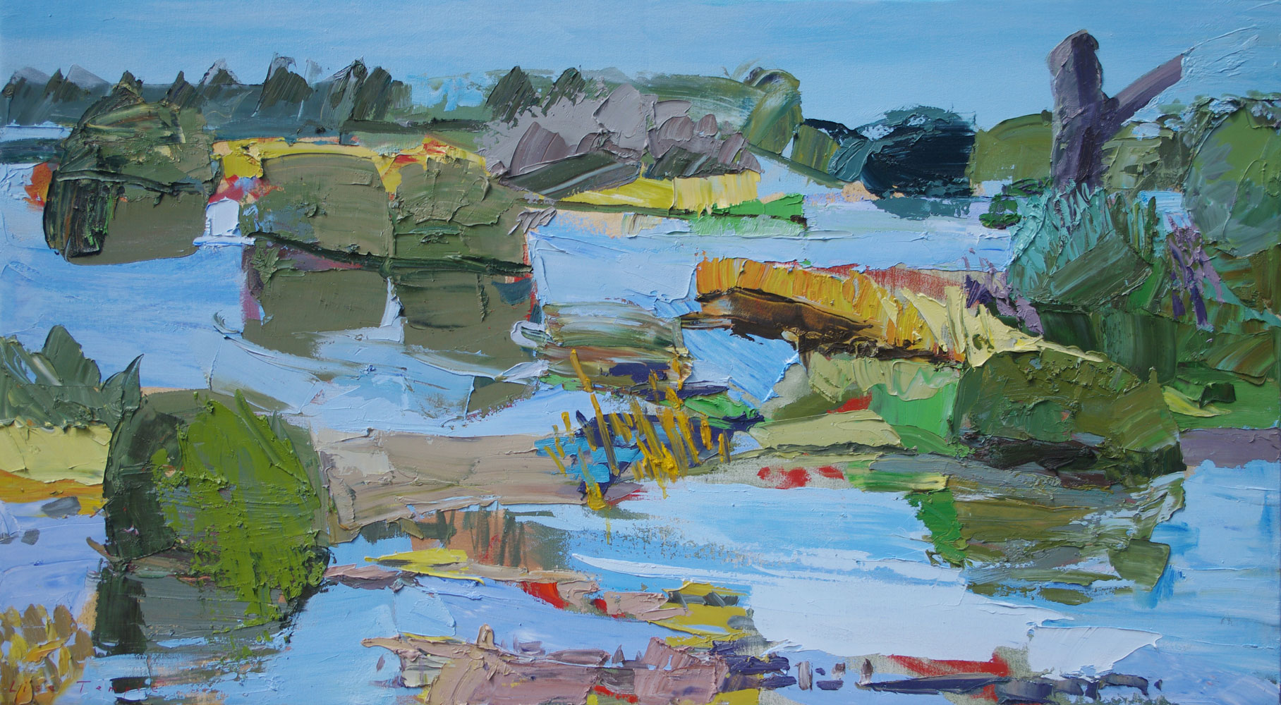 Abstract Landscape oil painting of wetland by Lise Temple