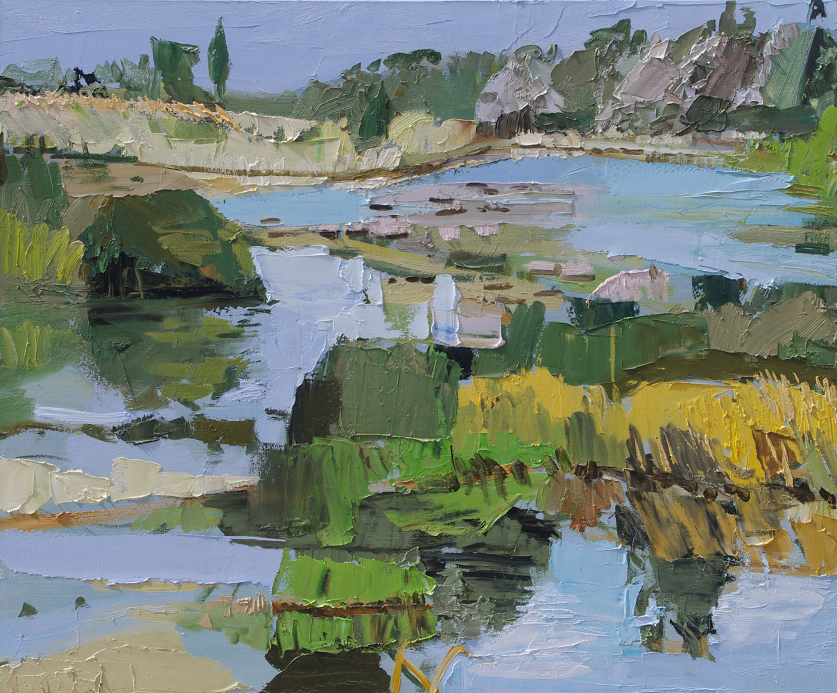 Abstract Landscape oil painting of wetland by Lise Temple