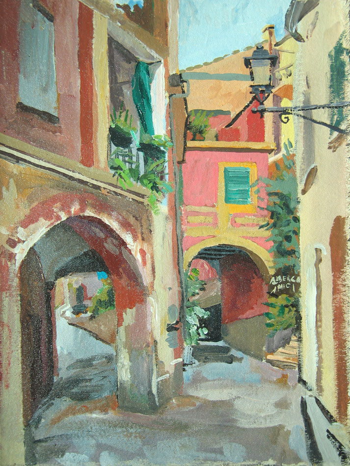 Landscape painting of Cinque Terre, Italy by Lise Temple