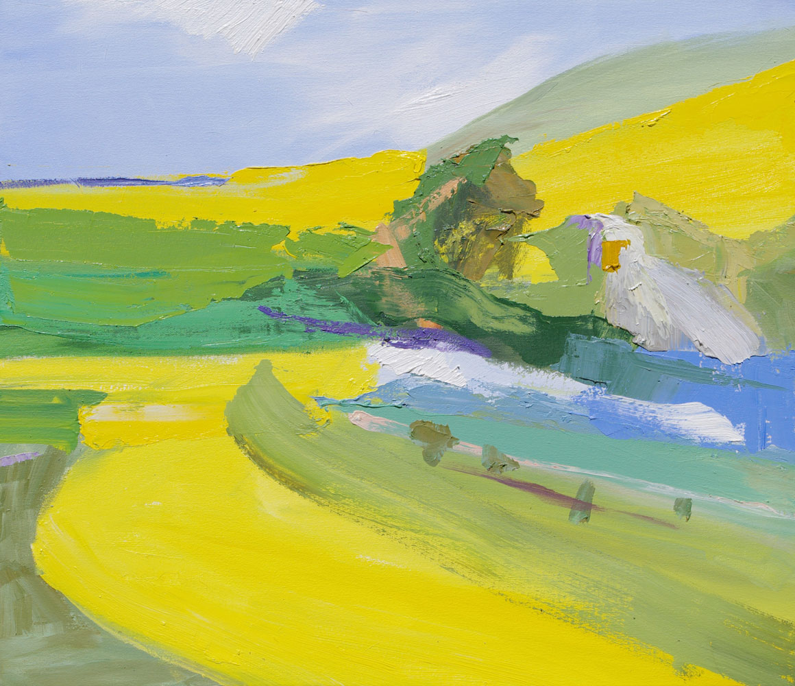 Abstract landscape oil painting by Lise Temple, Australian artist