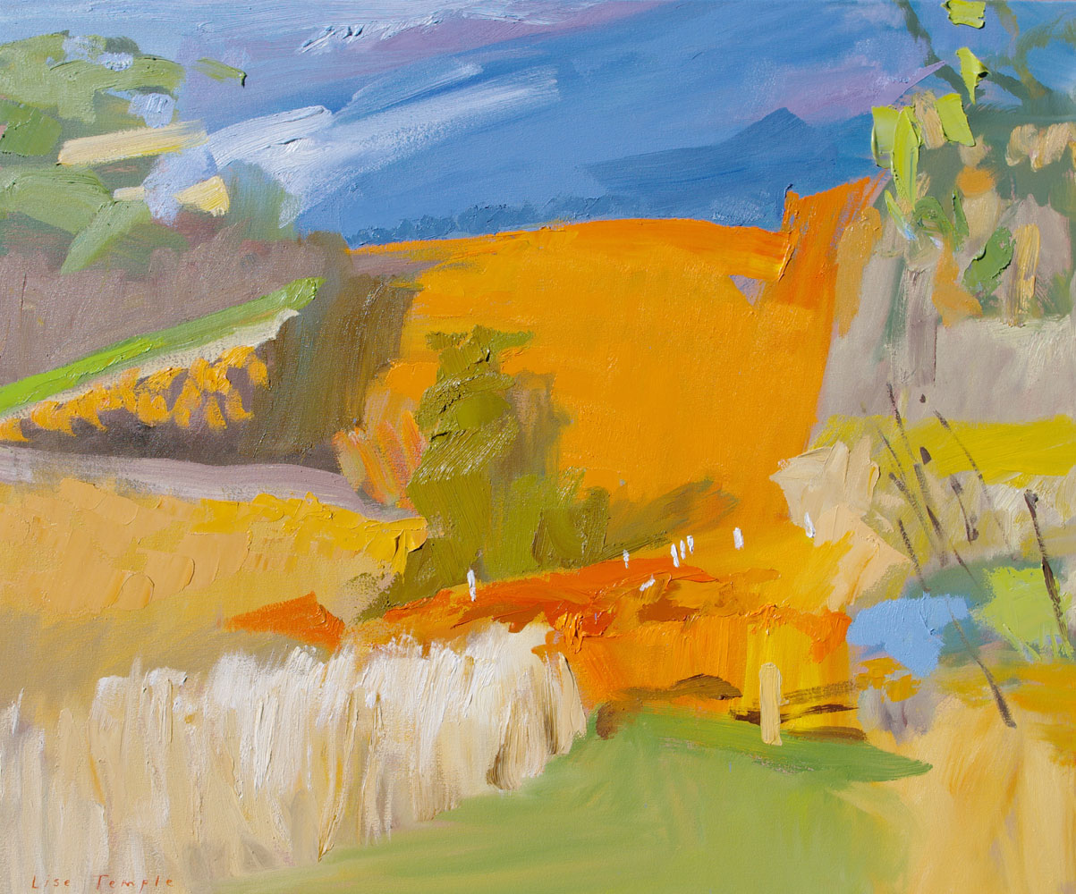 Abstract Landscape oil painting of vineyards by Lise Temple