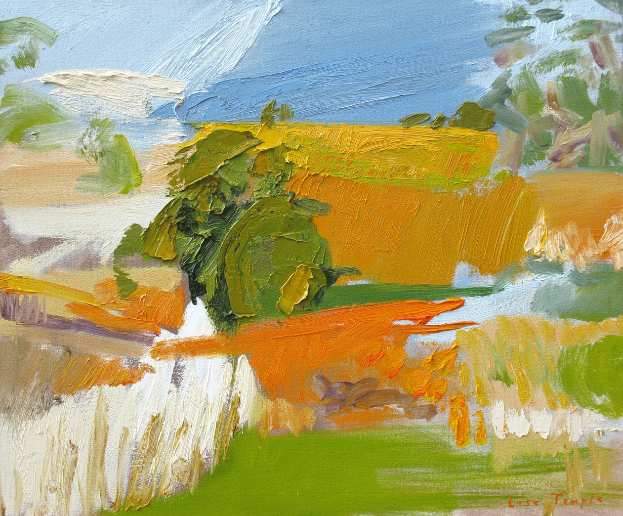 Abstract Landscape oil painting of vineyards by Lise Temple