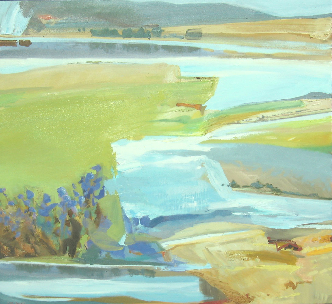 Abstract landscape oil painting by Lise Temple, Australian artist