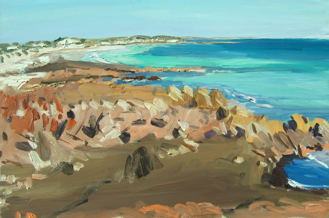 coastal original Landscape painting of coastline by Lise Temple