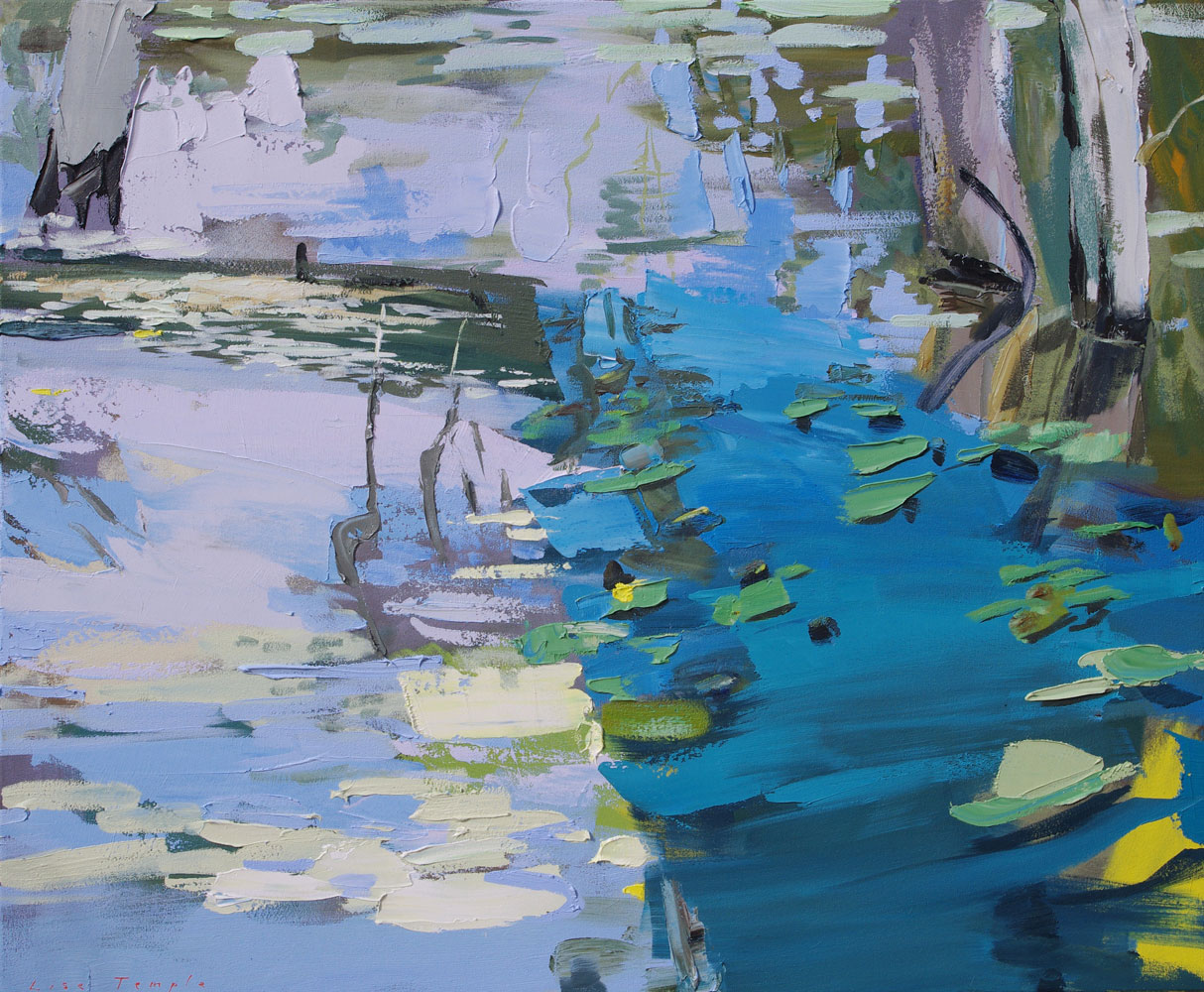Abstract Landscape oil painting of wetland by Lise Temple