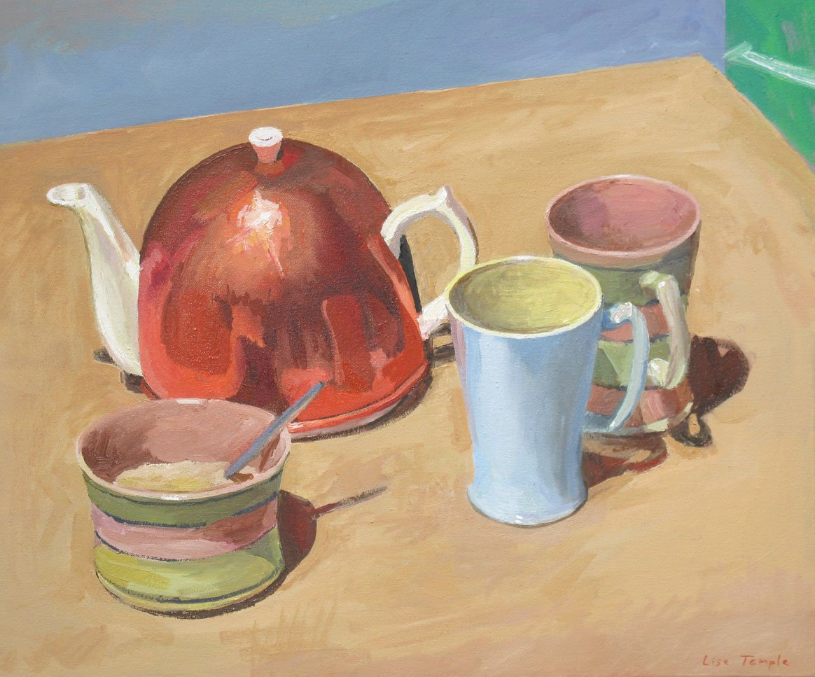 Still life, teapot painting by Australian artist Lise Temple