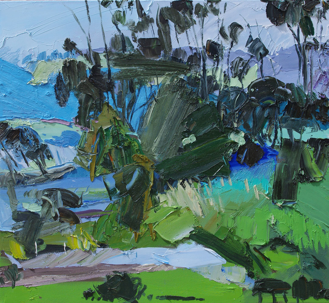 Abstract landscape oil painting by Lise Temple, Australian artist