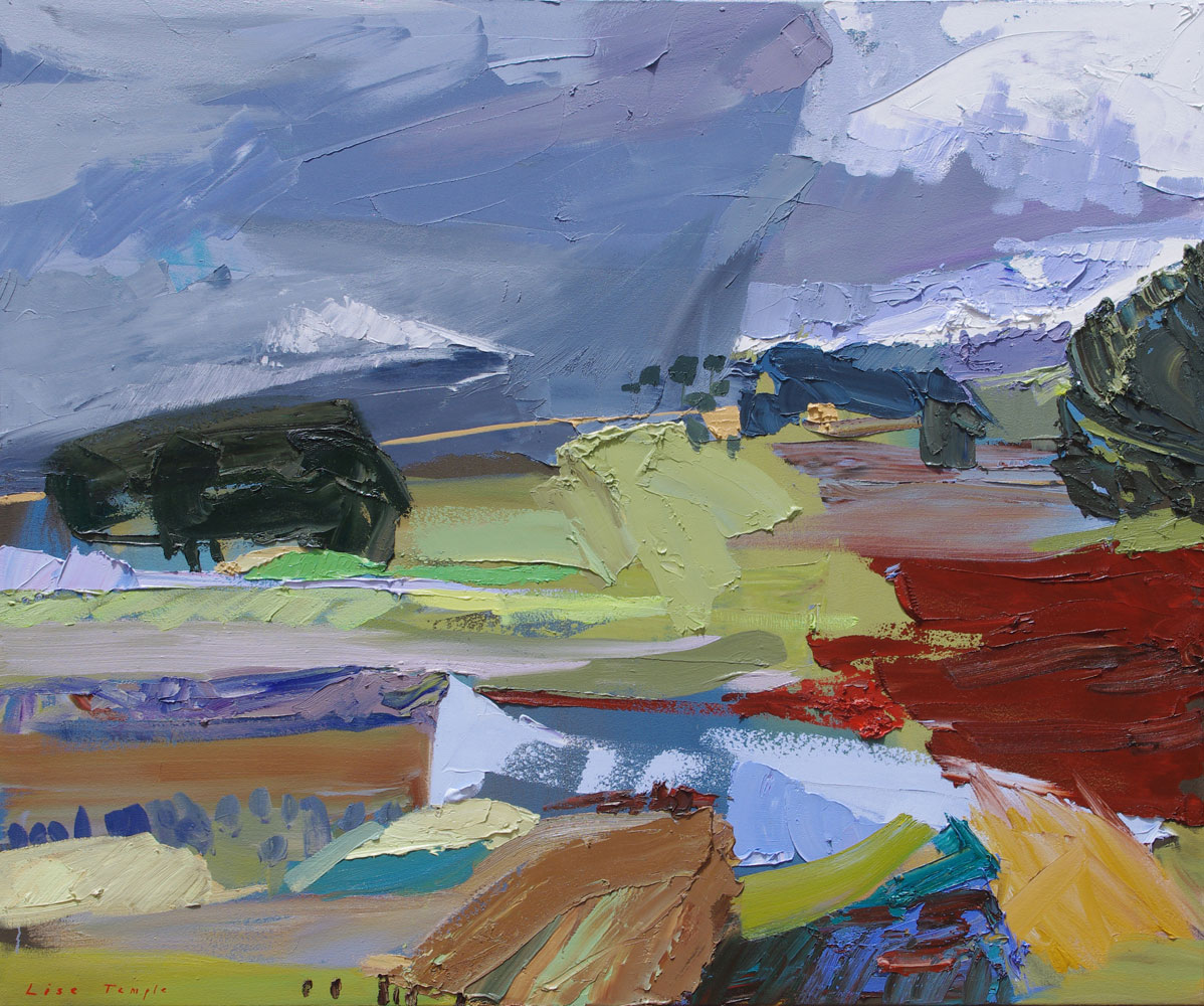 Abstract landscape oil painting by Lise Temple, Australian artist